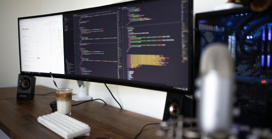 a large monitor on a desk